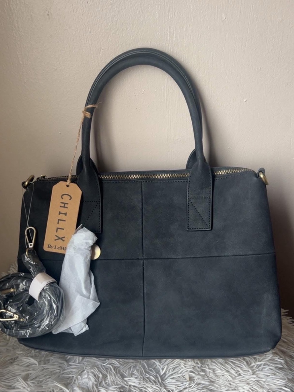 CHILLX By LeMieux Black Structured Satchel with Top Handles